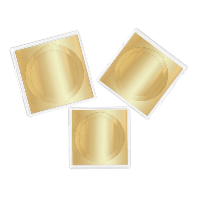 Custom Faux Gold Modern Elegant Trendy Template Acrylic Tray (Set)