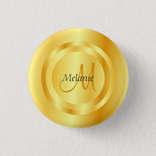 Custom Faux Gold Modern Monogram Elegant Template Button