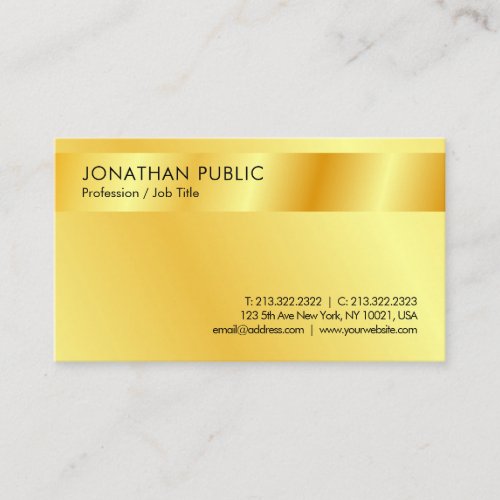 Custom Faux Gold Modern Professional Template Business Card