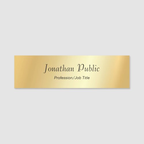 Custom Faux Gold Modern Script Glamour Template Name Tag