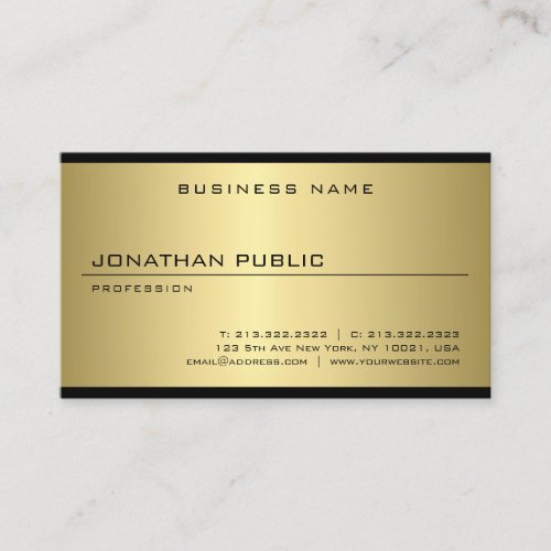 Custom Faux Gold Modern Simple Glamour Template Business Card