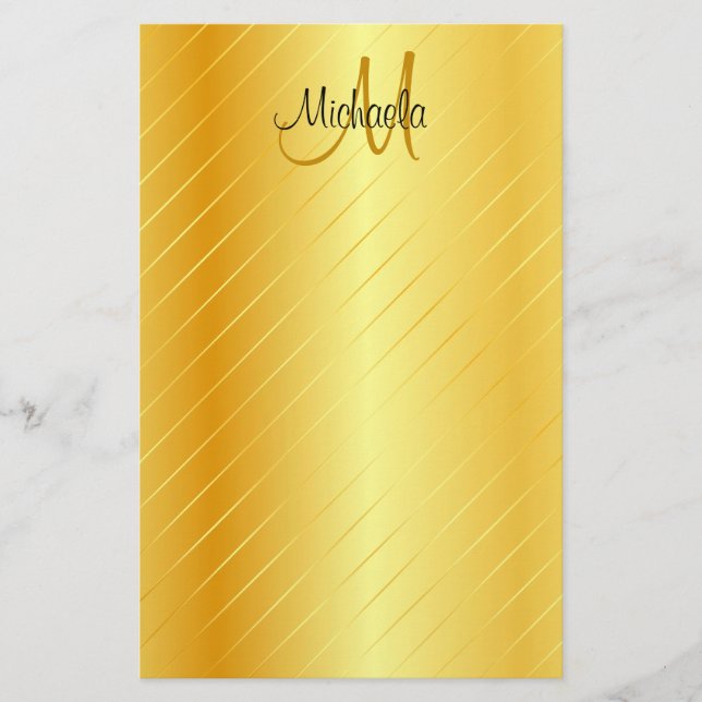 Custom Faux Gold Monogram Elegant Modern Template Stationery (Front)