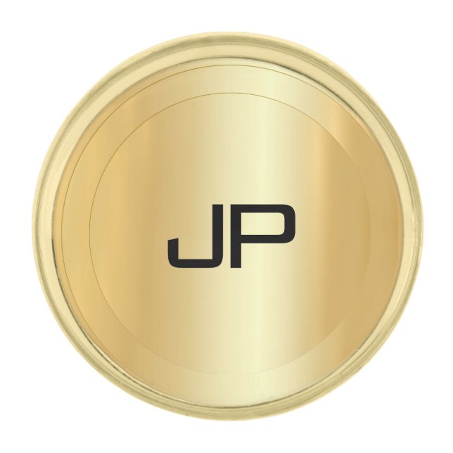 Custom Faux Gold Monogram Elegant Template Finish Lapel Pin (Front)