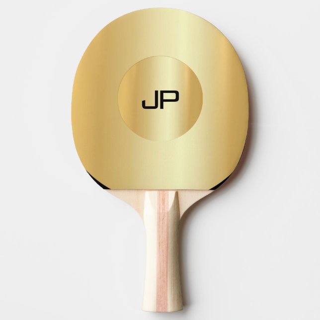Custom Faux Gold Monogram Elegant Template Ping Pong Paddle (Front)