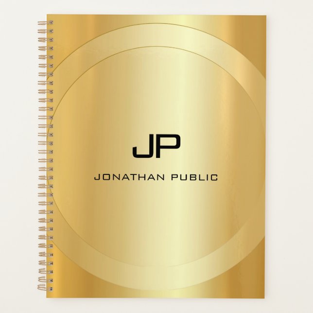 Custom Faux Gold Monogram Glamorous Template Planner (Front)