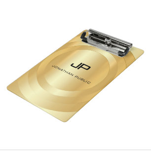 Custom Faux Gold Monogram Template Elegant Modern Mini Clipboard