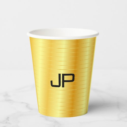 Custom Faux Gold Monogram Template Elegant Paper Cups