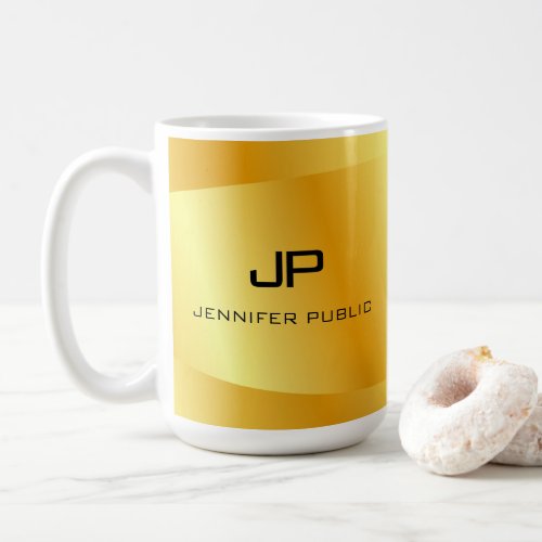 Custom Faux Gold Monogram Template Elegant Trendy Coffee Mug