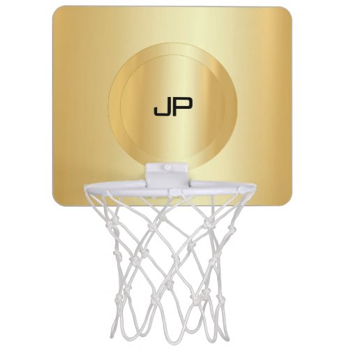 Custom Faux Gold Monogrammed Template Trendy Mini Basketball Hoop