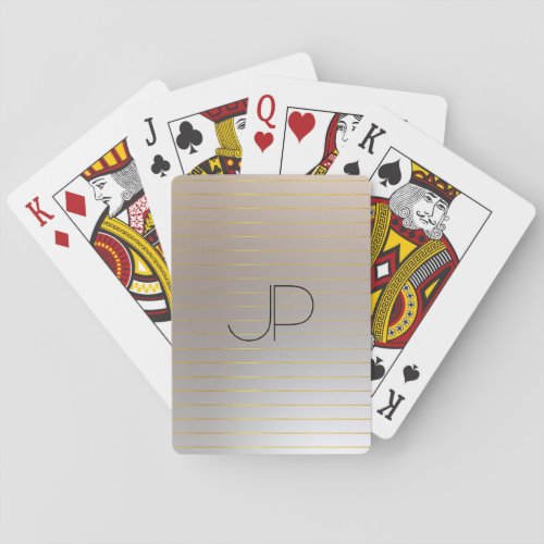 Custom Faux Gold Silver Monogram Elegant Template Poker Cards
