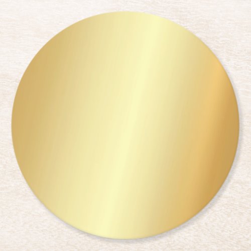 Custom Faux Gold Template Elegant Modern Blank Round Paper Coaster