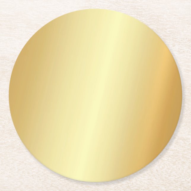 Custom Faux Gold Template Elegant Modern Blank Round Paper Coaster (Front)