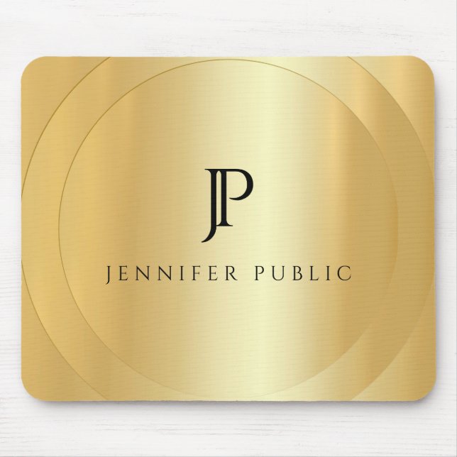 Custom Faux Gold Template Monogram Your Name Mouse Pad (Front)