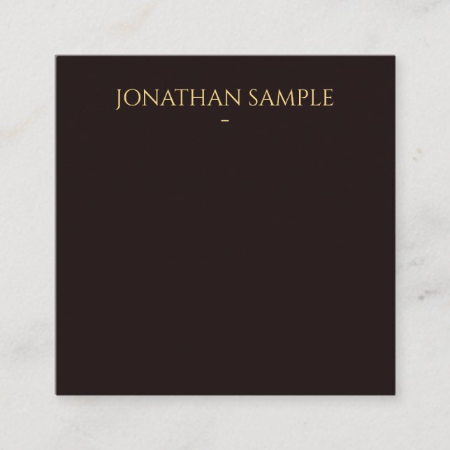 Custom Faux Gold Text Elegant Black Velvet Modern Square Business Card (Front)