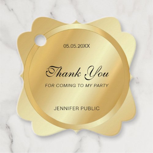 Custom Faux Gold Thank You Calligraphy Template Favor Tags
