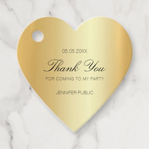 Custom Faux Gold Thank You Script Text Trendy Favor Tags