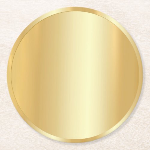 Custom Faux Gold Trendy Modern Blank Template Round Paper Coaster