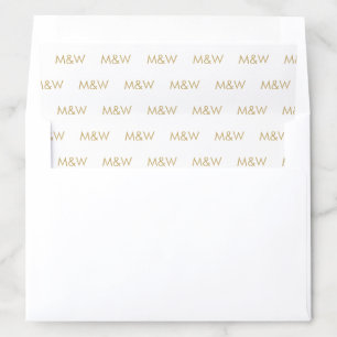 Custom faux gold white couple's Initials monogram Envelope Liner