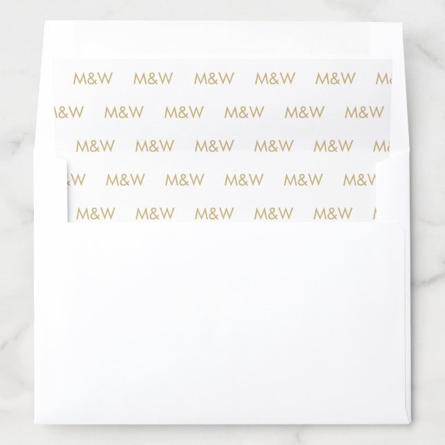 Custom faux gold white couple's Initials monogram Envelope Liner (In Envelope)
