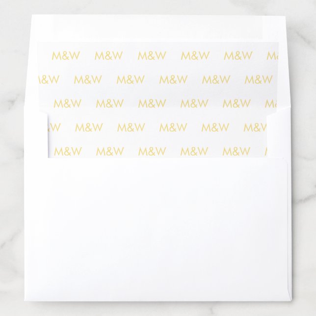 Custom faux gold white couple's Initials monogram Envelope Liner (In Envelope)