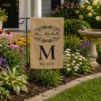 Custom Faux Jute Vintage Stylish Trendy Welcome Garden Flag