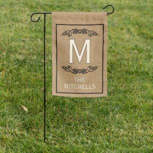 Custom Faux Jute Vintage Stylish Trendy Welcome Garden Flag