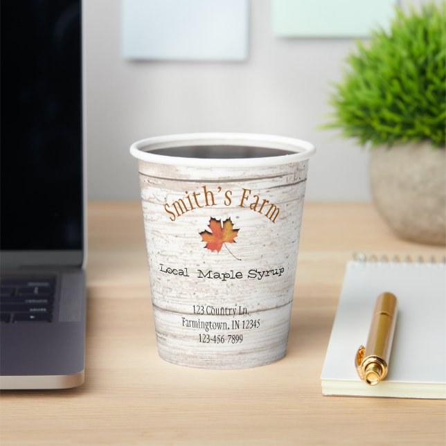 Custom Faux Leaf Cutout Maple Syrup  Paper Cups (Insitu)