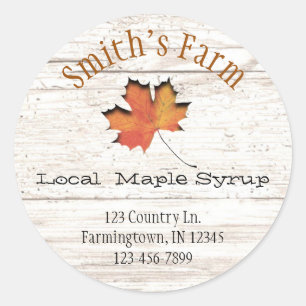 Custom Faux Leaf Cutout Maple Syrup Round Sticker