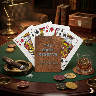 Custom Faux Leather Man Cave Poker Lounge Cards