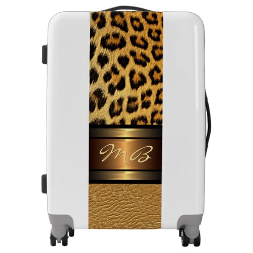 Custom Faux Leopard Skin Gold Leather Pattern Luggage