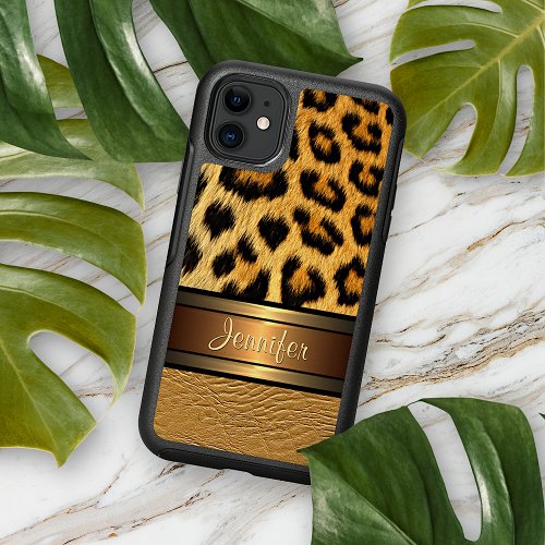 Custom Faux Leopard Skin Gold Leather Pattern iPhone 13 Case