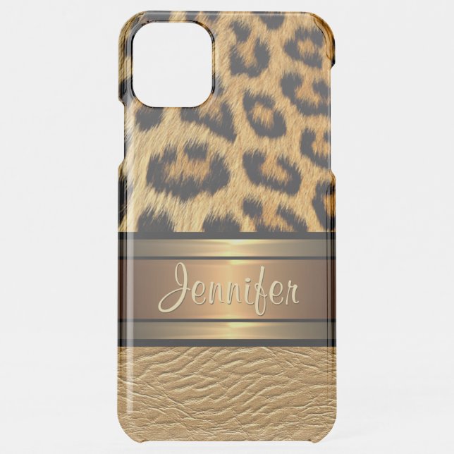 Custom Faux Leopard Skin Gold Leather Pattern Uncommon iPhone Case (Back)