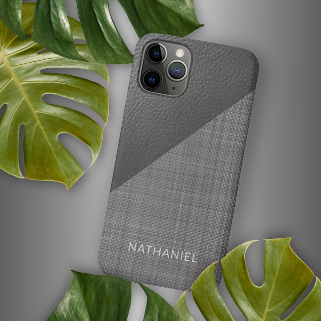 Custom Faux Light Medium Dark Gray Leather Look Case-Mate iPhone Case (Creator Uploaded)