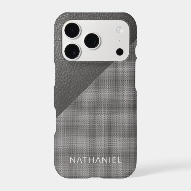 Custom Faux Light Medium Dark Gray Leather Look Iphone Case (Back)
