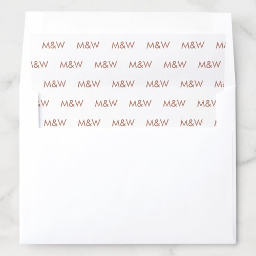 Custom faux rose gold couples Initials monogram Envelope Liner