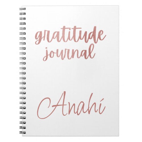 Custom Faux Rose Gold Foil Gratitude Journal