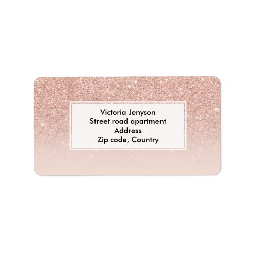 Custom faux rose pink glitter ombre label