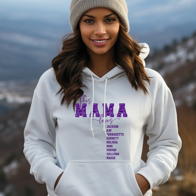 Custom Faux Sequin Varsity Font This Mama Loves Hoodie (Creator Uploaded)