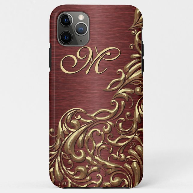 Custom Faux Shiny Gold Floral Swirl Pattern Case-Mate iPhone Case (Back)