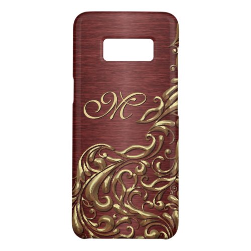 Custom Faux Shiny Gold Floral Swirl Pattern Case_Mate Samsung Galaxy S8 Case