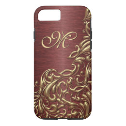 Custom Faux Shiny Gold Floral Swirl Pattern iPhone 8/7 Case