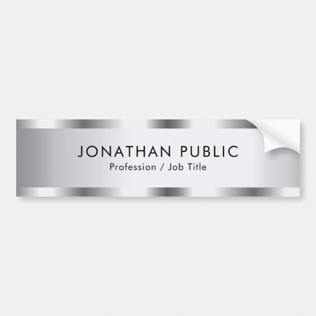 Custom Faux Silver Glamorous Elegant Template Bumper Sticker (Front)