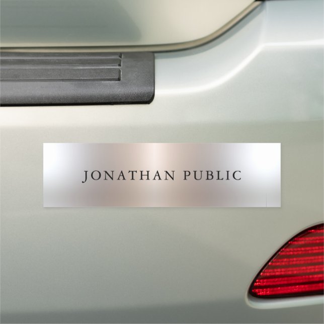Custom Faux Silver Professional Name Glam Template Car Magnet (In Situ)