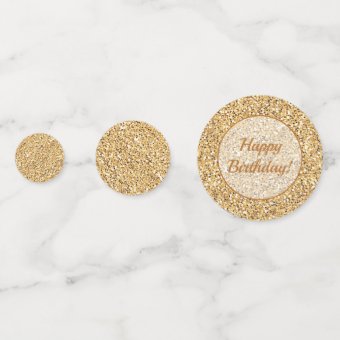 Custom Faux Sparkling Happy Birthday Gold Glitter Confetti | Zazzle
