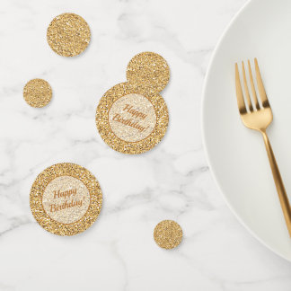 Custom Faux Sparkling Happy Birthday Gold Glitter Confetti