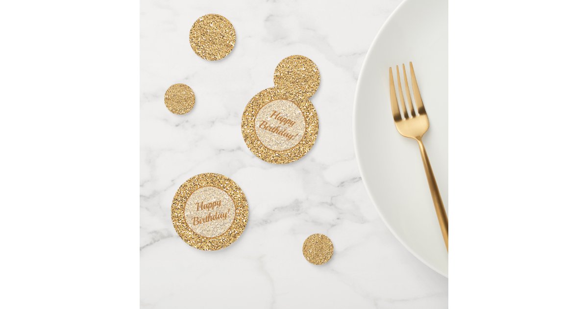 Custom Faux Sparkling Happy Birthday Gold Glitter Confetti | Zazzle