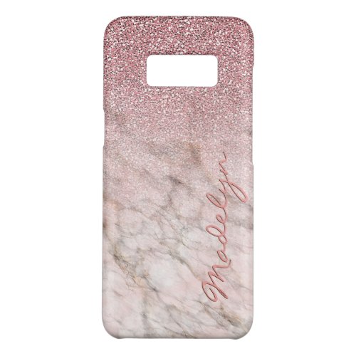 Custom Faux White Gray Marble Pink Glitter Pattern Case_Mate Samsung Galaxy S8 Case