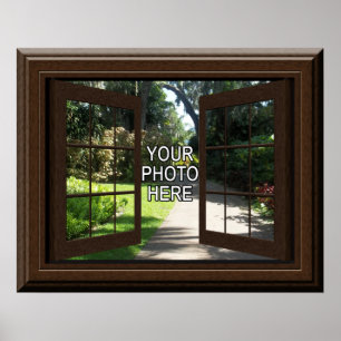 Custom Faux Window View Add Your Photo Poster