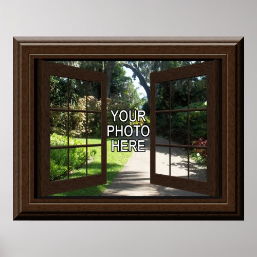 Custom Faux Window View Add Your Photo Poster