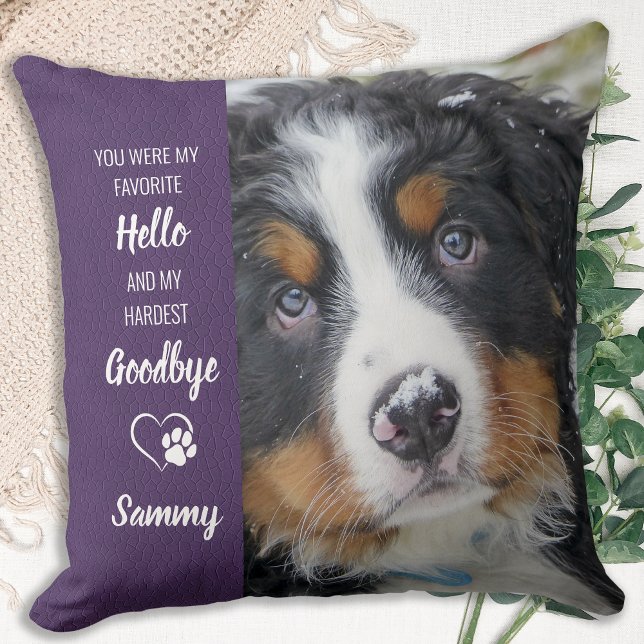 Custom Favorite Hello Dog Pet Memorial Photo Throw Pillow (Creator Uploaded)